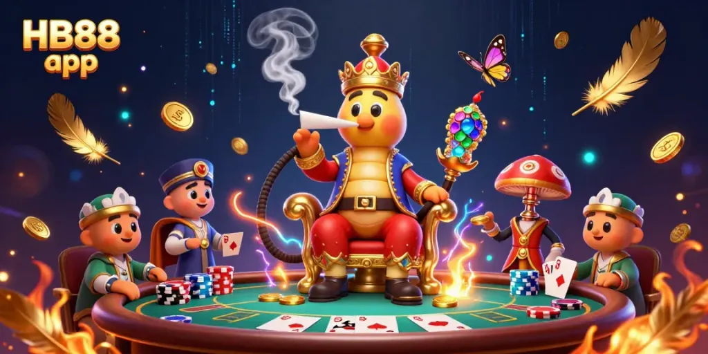 Engage in thrilling gaming with HB88 app, showcasing a vibrant poker atmosphere with rich details.