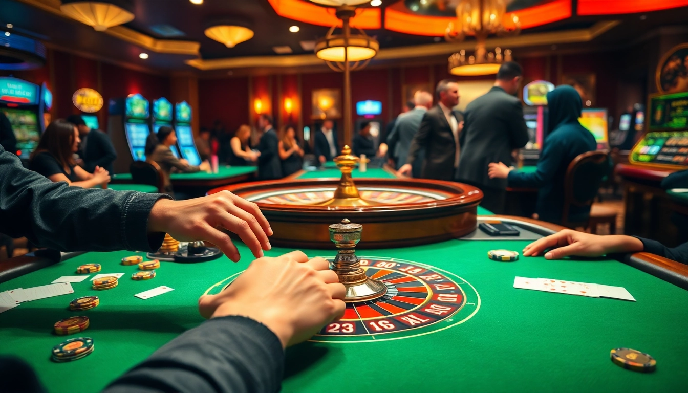 Engaged players strategizing at a luxurious casino setting representing https://rr88co.net/ exciting gambling offerings.