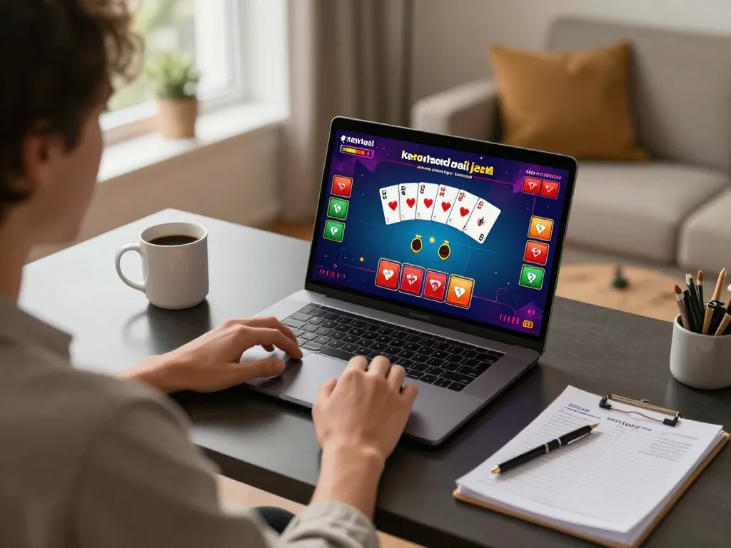 Engaging in keonhacai poker gameplay at home with focused strategy and comfortable setup