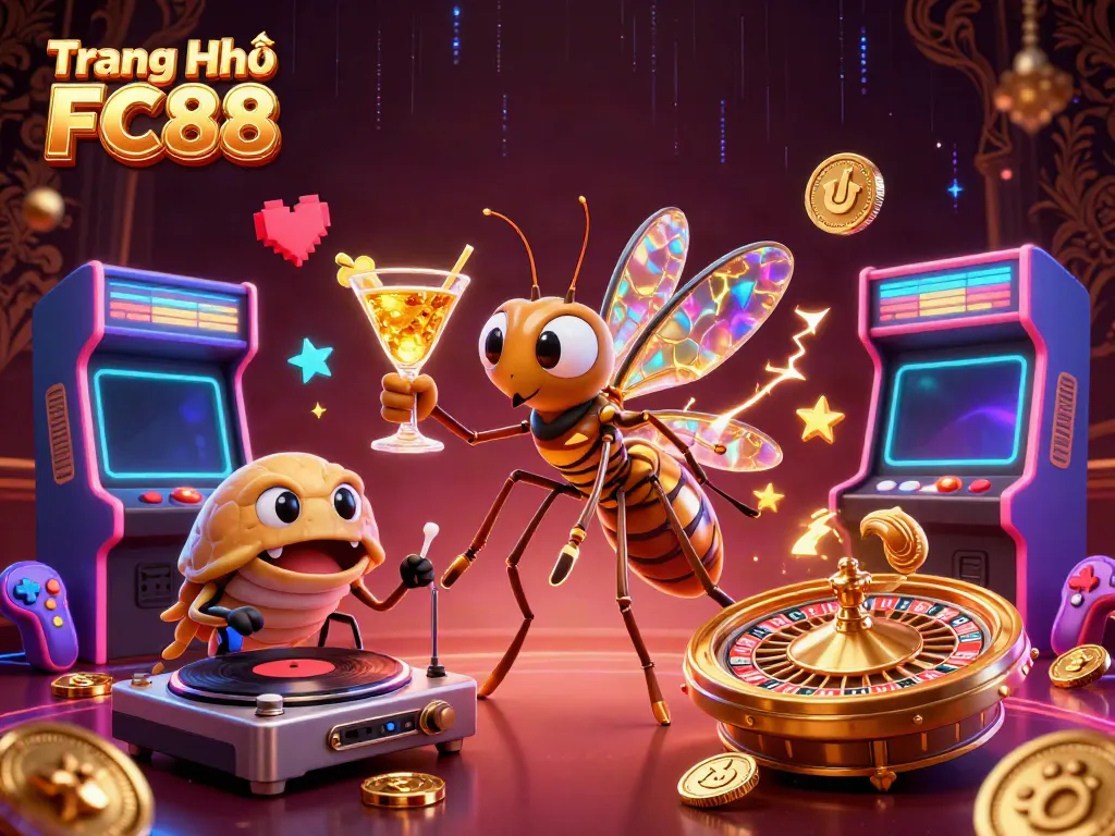 Experience thrill at Trang Chủ FC88 with vibrant gaming elements and dynamic characters.
