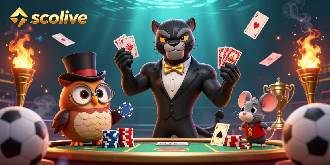 Socolive offers thrilling live sports betting experiences, featuring a stylish panther dealer and colorful elements.