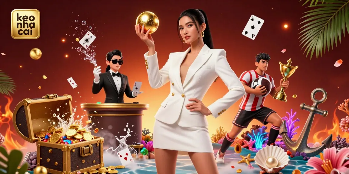 Engage with keo nha cai through this vibrant 3D casino scene showcasing a confident Asian woman holding a golden roulette ball.