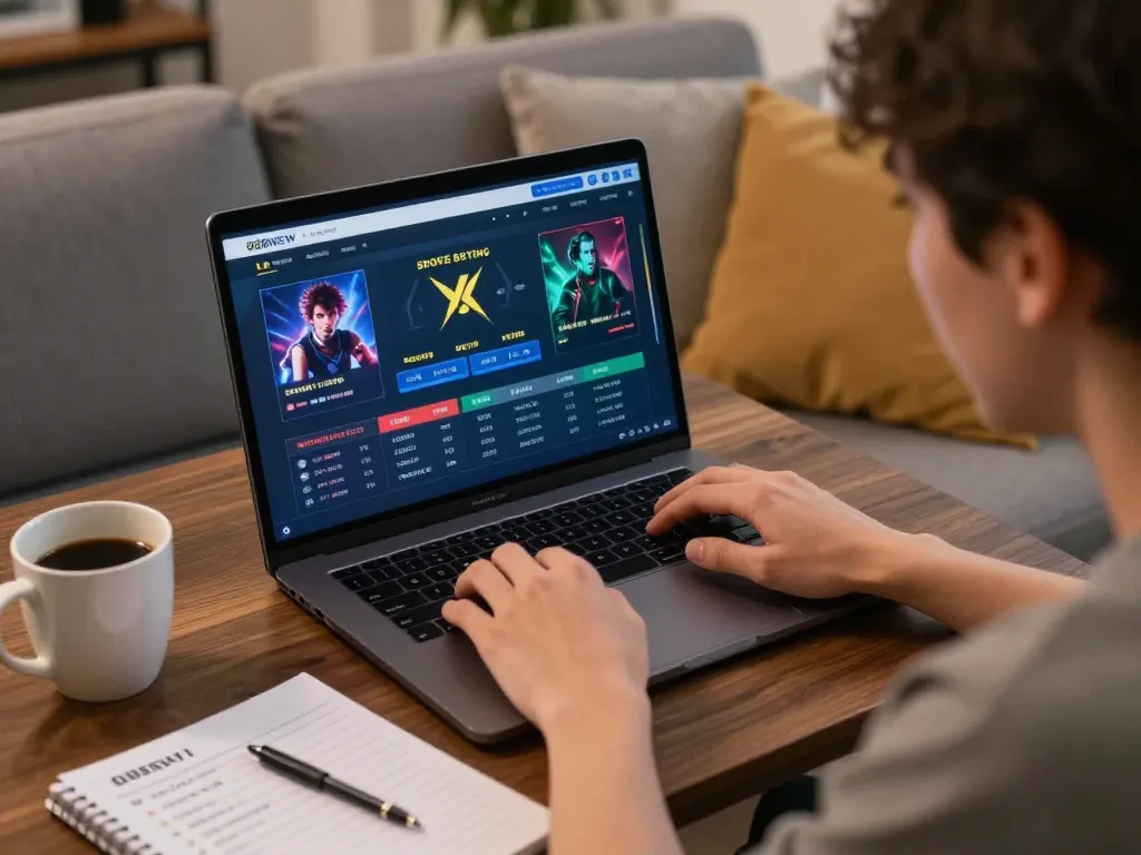 Betting enthusiast analyzing odds on 888NEW during an online gaming session at home