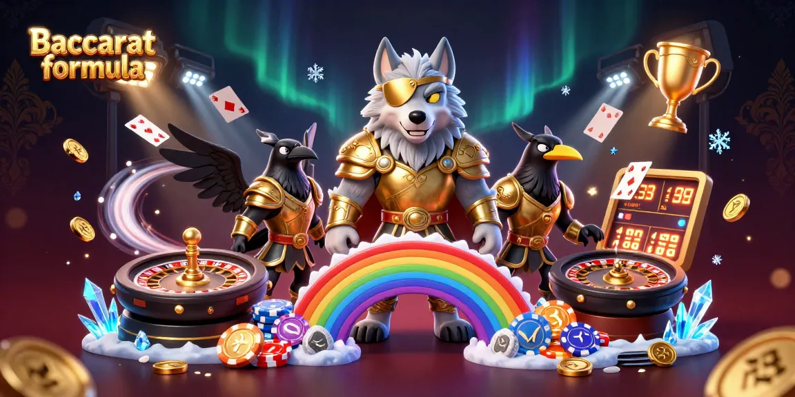 Experience the Baccarat formula with dynamic casino elements in a rich 3D illustration.