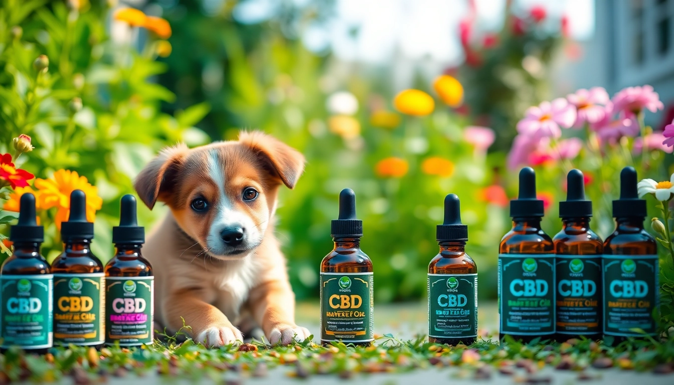 Promote CBD For Pet with a dog enjoying organic CBD oil products in a sunny garden.