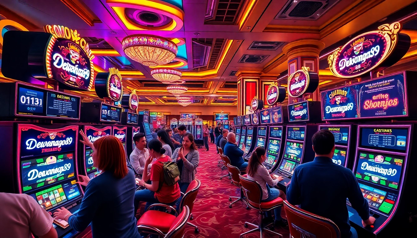 Antarmuka login slot Dewanaga89 yang menampilkan pemain bersemangat menang di mesin slot yang cerah