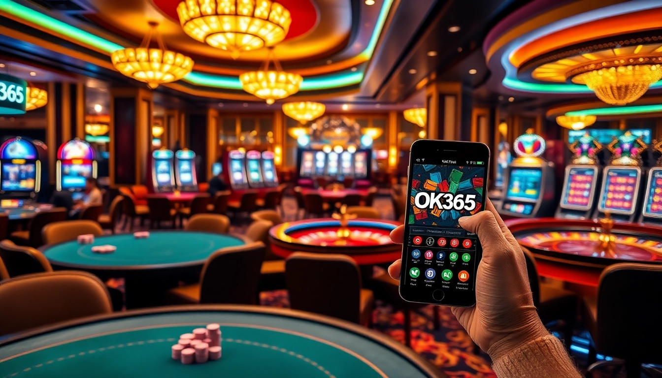 Experience the excitement of online gambling at OK365 with vibrant casino visuals.