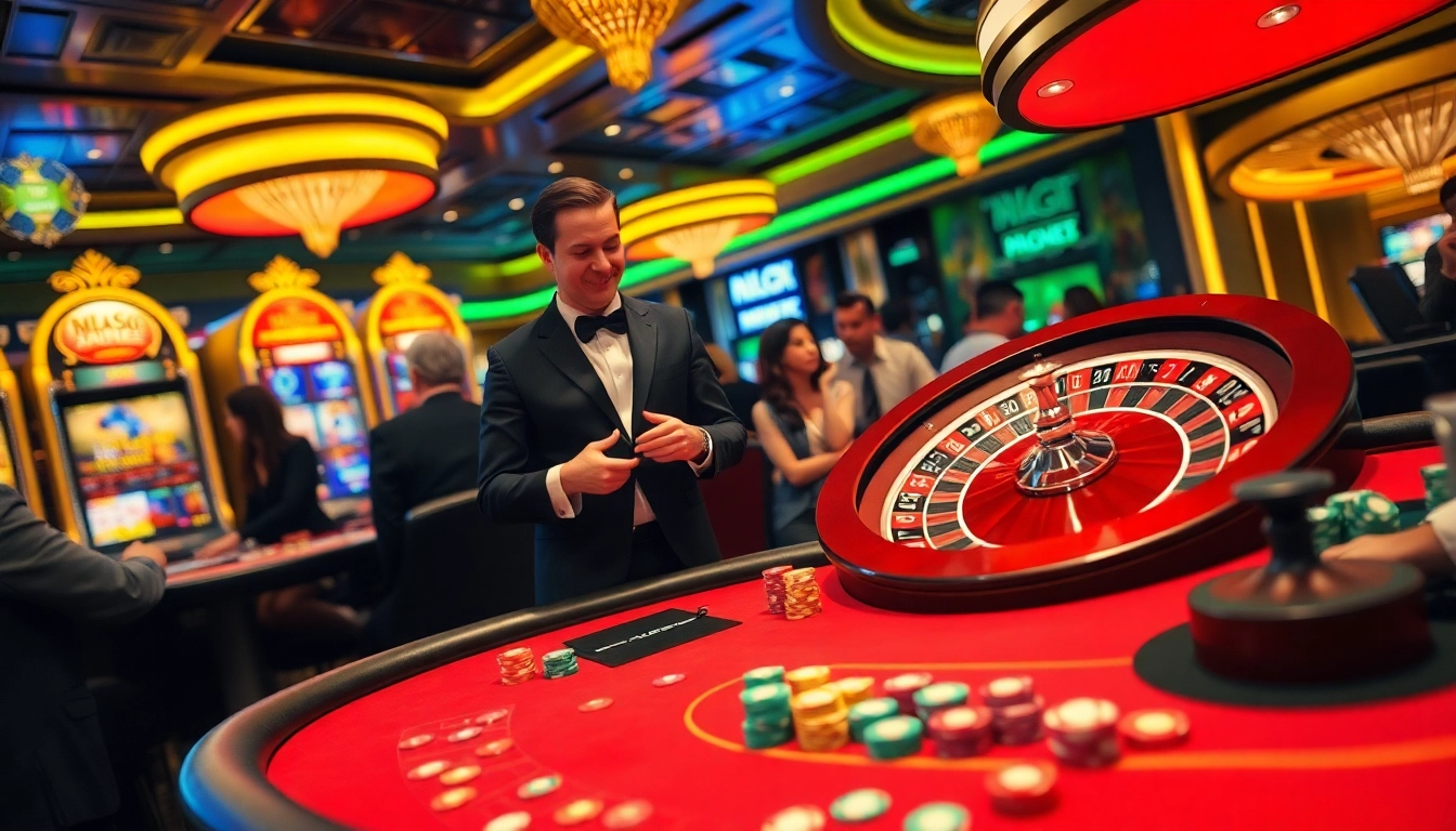 Experience the excitement of mb66 casino with vibrant gambling tables and lively interactions.