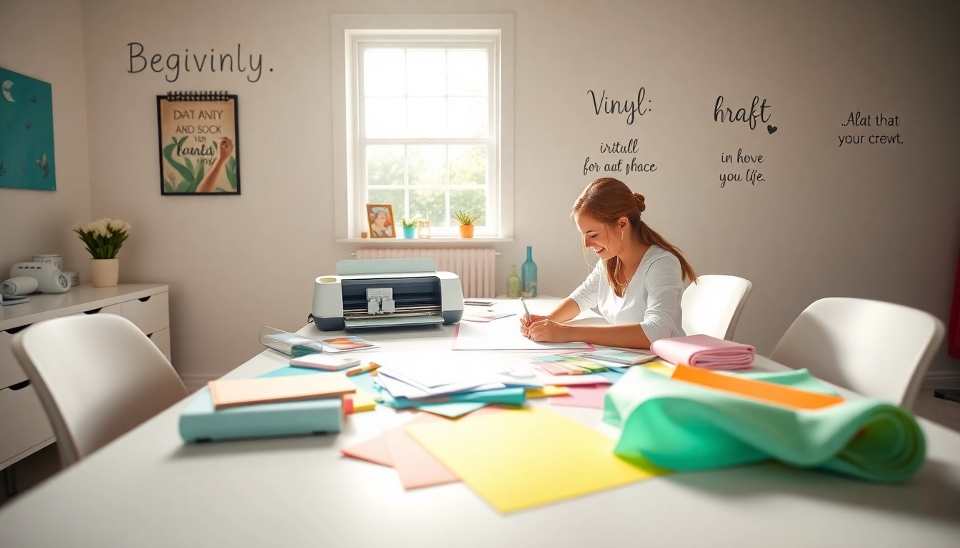 Cricut for beginners in a bright workspace, showcasing crafting with colorful materials.